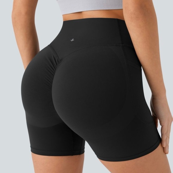 HALARA Pants - HALARA Black High-Rise Scrunch Bike Shorts